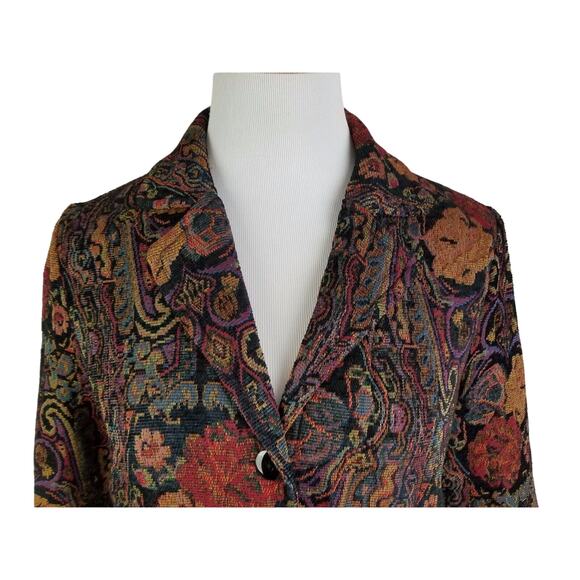 Sarah Bentley Tapestry Blazer Jacket Career 3-Button Sz PS Floral Motif Vintage - Picture 6 of 12